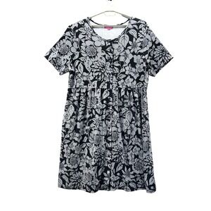 Woman Within Floral Midi Dress Black 2X